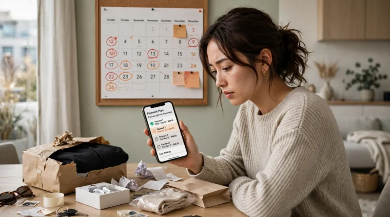 Shopper reviewing multiple buy now pay later installment payments