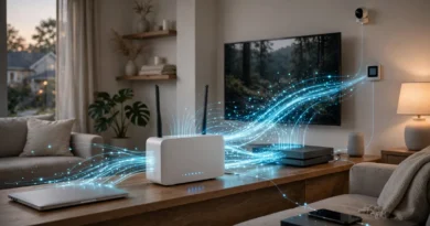 Home router and connected devices illustrating how to choose home internet speed