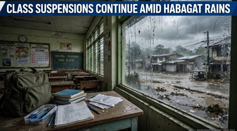 Class suspensions during Habagat rains in the Philippines