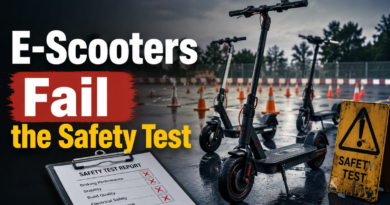 Electric scooters shown after failing a consumer safety test