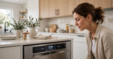 Modern dishwasher running a longer energy-saving eco cycle