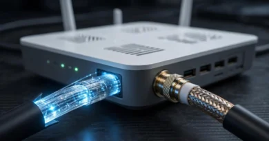 Fiber optic and coaxial cables illustrating fiber versus cable internet
