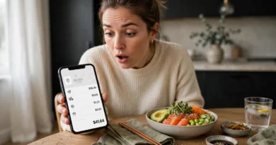 Customer reviewing delivery and service fees on a food delivery order