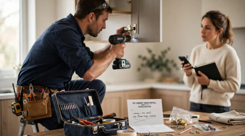 Professional handyman completing a home repair while the homeowner saves time