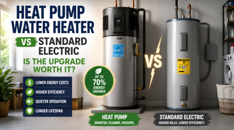 Heat pump water heater versus standard electric water heater comparison