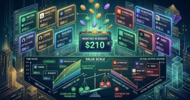 Multiple AI subscriptions compared by monthly price, usage frequency, time saved and practical value.