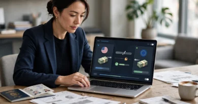 Customer reviewing the total cost of an international wire transfer