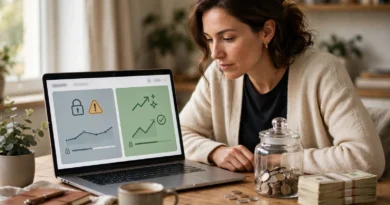 Bank customer comparing minimum balance requirements and account options