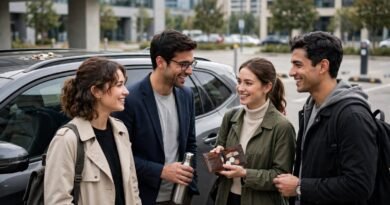 Coworkers carpooling to work and sharing fuel toll and parking costs