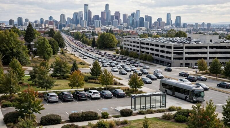 Park-and-ride commuting compared with driving downtown and paying for parking