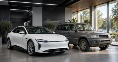 New car and used car shown side by side for total ownership cost comparison.