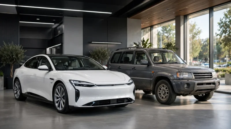 New car and used car shown side by side for total ownership cost comparison.