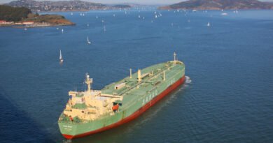 Large oil tanker underway at sea