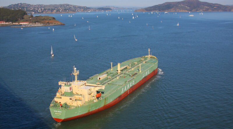 Large oil tanker underway at sea