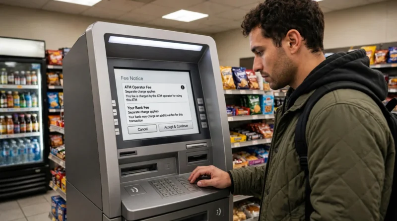 Customer using an out-of-network ATM that may charge additional withdrawal fees