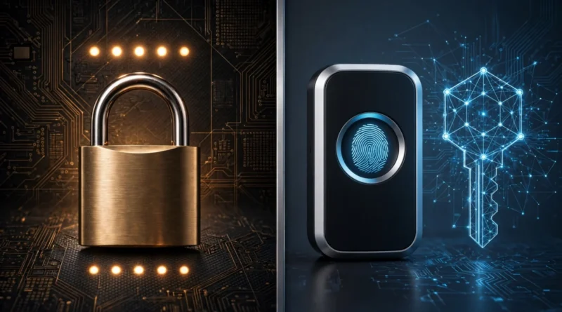 Passkey authentication compared with traditional password login security