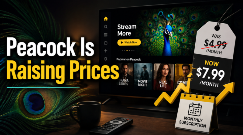 Peacock streaming service price increase graphic