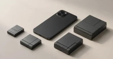 Smartphone with storage blocks representing different phone storage capacities
