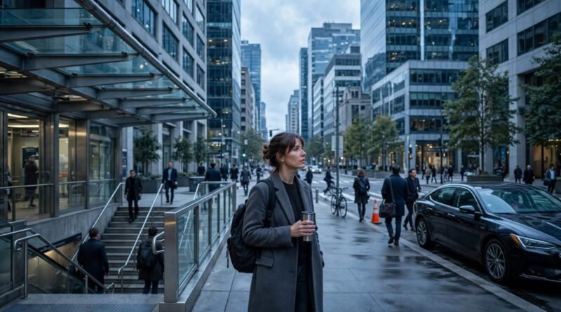 Worker choosing between public transit and ride-hailing for the daily commute