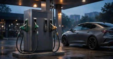 Regular and premium gasoline fuel nozzles illustrating cost per mile comparison