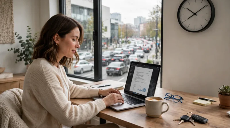 Professional working from home while avoiding a daily commute