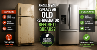 Old refrigerator versus new efficient refrigerator comparison for replacement costs and savings