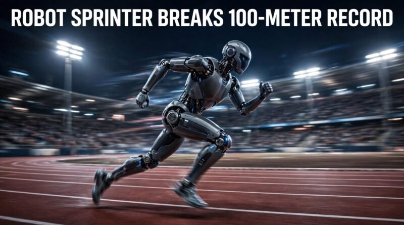 Humanoid robot sprinting in a 100-meter robotics competition
