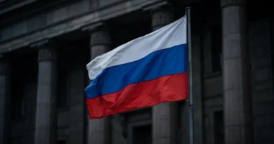 Russian flag in a neutral institutional setting representing a reported mobilization claim