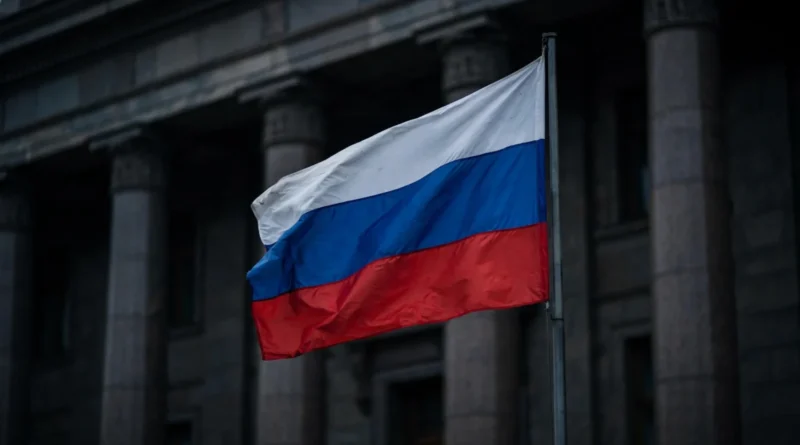 Russian flag in a neutral institutional setting representing a reported mobilization claim