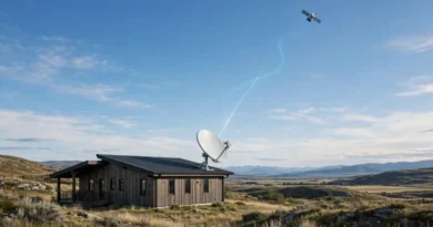 Satellite dish at a remote home illustrating satellite internet connectivity