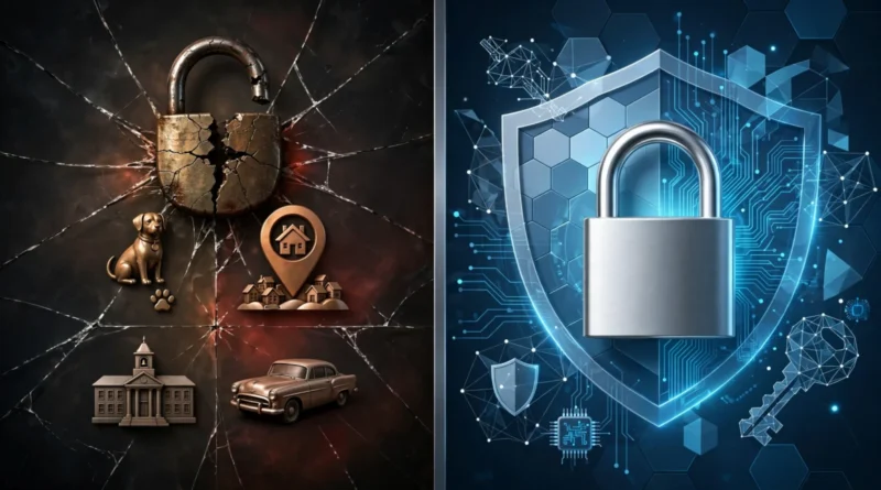 Personal information symbols illustrating why security questions can weaken account recovery