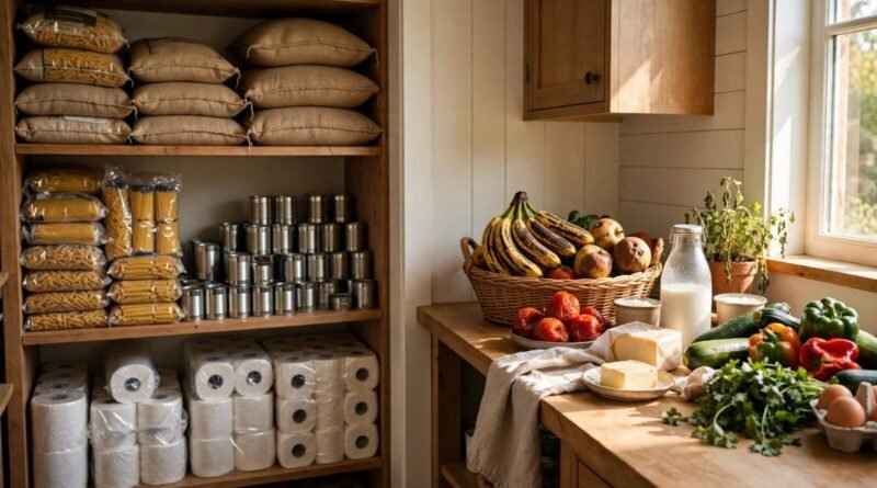 Bulk nonperishable and perishable groceries compared for savings and waste