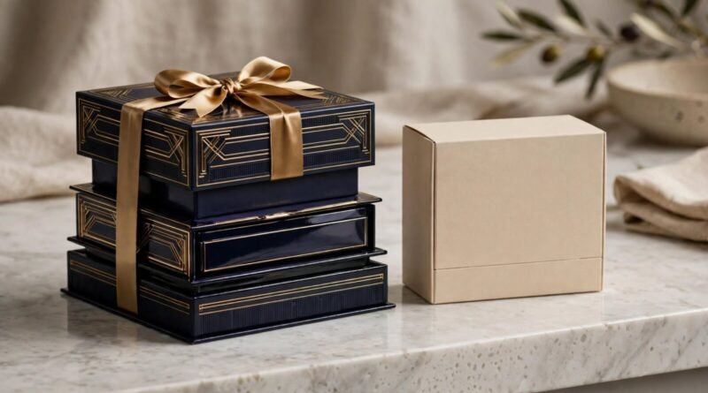 Premium product packaging compared with simple packaging to show presentation costs
