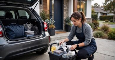House cleaning side hustle with professional supplies and travel between client homes