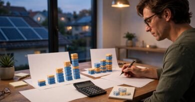 Homeowner reviewing solar loan interest and financing costs for rooftop solar panels