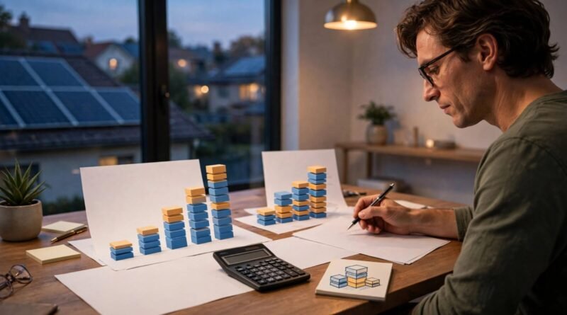 Homeowner reviewing solar loan interest and financing costs for rooftop solar panels