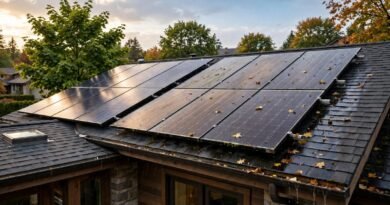 Rooftop solar panels illustrating gradual solar panel degradation over years of use