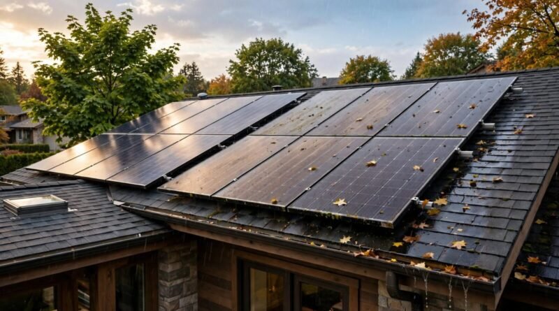 Rooftop solar panels illustrating gradual solar panel degradation over years of use