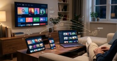 Television, phone, tablet and laptop representing multiple streaming subscriptions and their combined annual cost.
