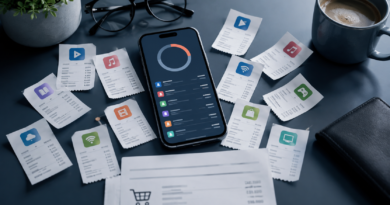 Smartphone and recurring expenses illustrating how small monthly subscriptions can add up over time.