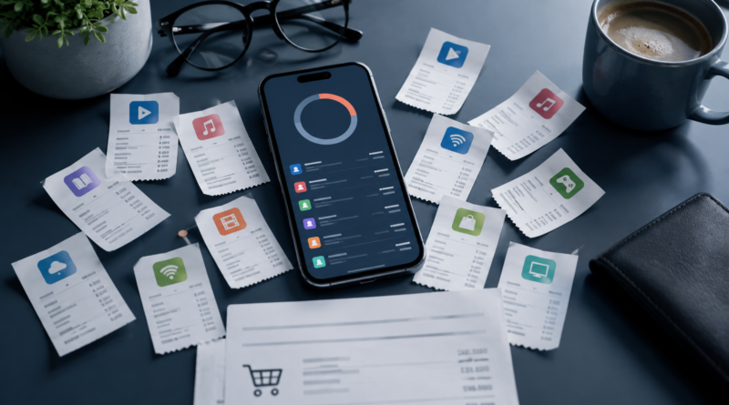 Smartphone and recurring expenses illustrating how small monthly subscriptions can add up over time.