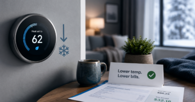 Home thermostat illustration examining whether turning the temperature down saves money