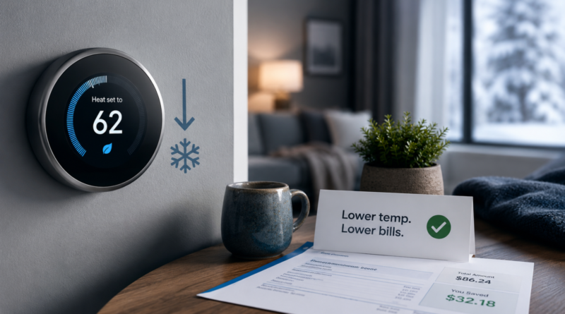 Home thermostat illustration examining whether turning the temperature down saves money