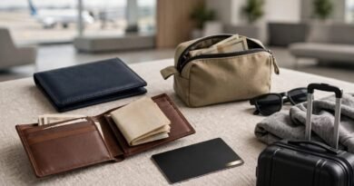 Traveler preparing emergency backup money, cash and cards before an international trip