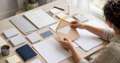 Traveler preparing passport application materials before an international trip
