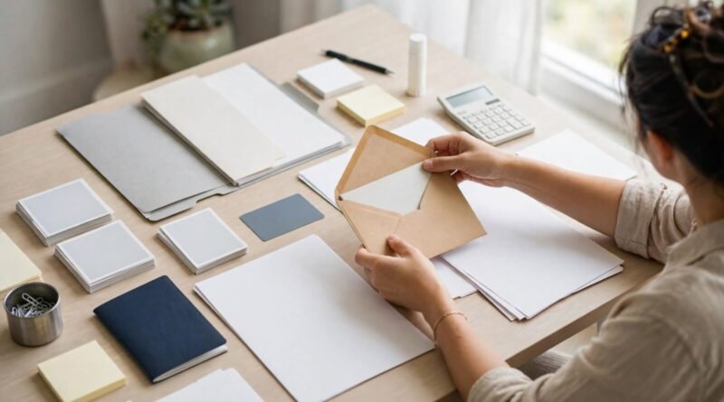 Traveler preparing passport application materials before an international trip