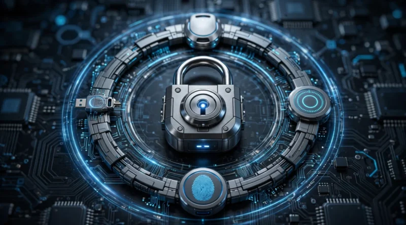 Two security layers illustrating two-factor authentication for online accounts