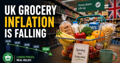 UK grocery basket illustrating falling food inflation