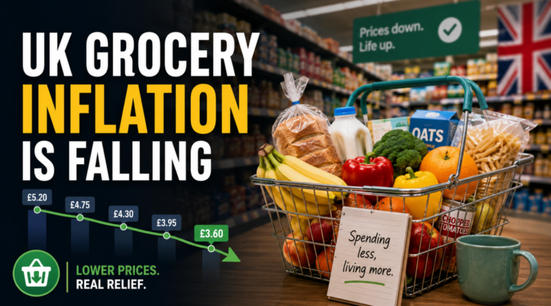 UK grocery basket illustrating falling food inflation
