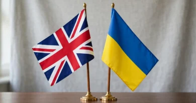 United Kingdom and Ukrainian flags representing the UK-Ukraine defense partnership